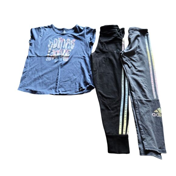 3 Girls Adidas Active Wear Leggings T Shirt Size 10/12 Medium‎ - Picture 1 of 5